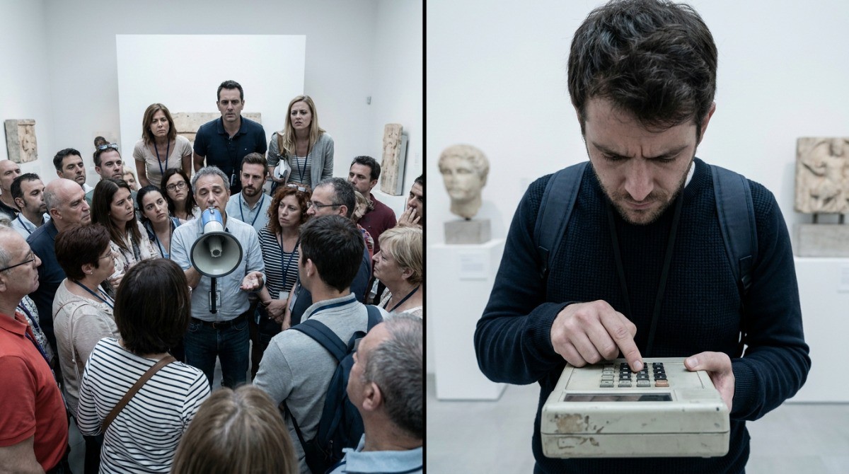 Comparison of crowded human-guided tour and old push-button audio guide pain points Comparison of crowded human-guided tour and old push-button audio guide pain points